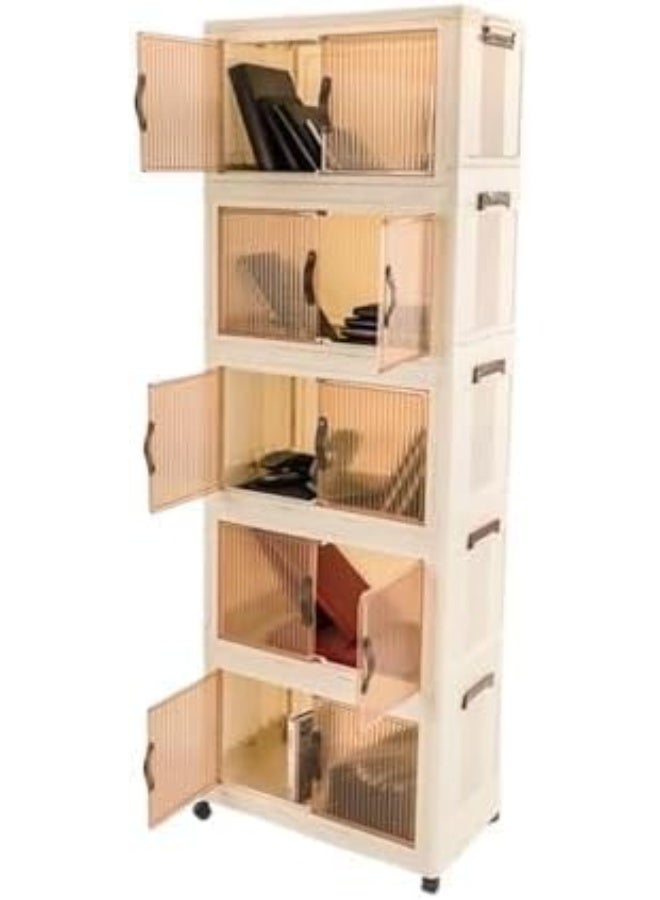 خزانة تخزين شفافة بخمسة أرفف بلاستيكية (متعددة الألوان)