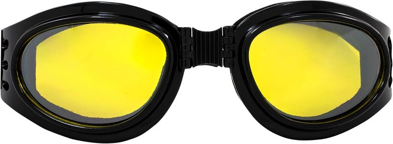 Global Vision Eyewear Men's Adventure Goggles with Pouch - Black Frame/Yellow Mirror Lens - Image 2