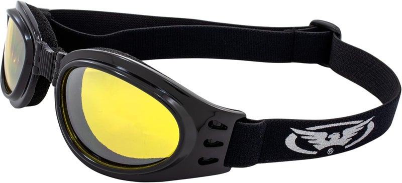 Global Vision Eyewear Men's Adventure Goggles with Pouch - Black Frame/Yellow Mirror Lens - Image 1