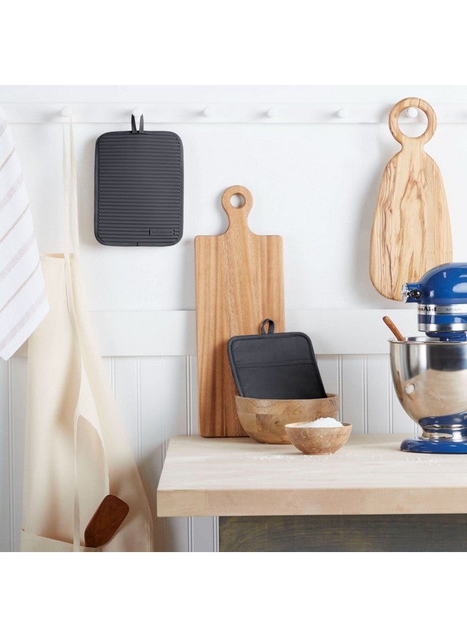 كيتشن إيد طقم حامل أواني كيتشن إيد المضلع المصنوع من السيليكون الناعم، رمادي فحمي، 7×9 بوصة - Image 1