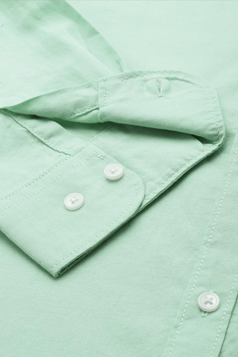 Peter England Men's Classic Slim Fit Full Sleeve Oxford Shirt | 100% Cotton Green - Image 4