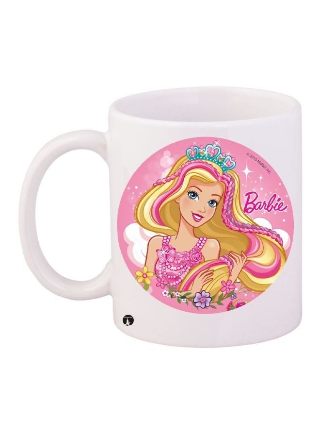 Phone Planet Barbie Printed Coffee Mug White/Pink/Yellow