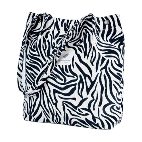 BROGBUS Casual Design Shoulder Handheld Tote Handbag for Women, Girls Canvas Jhola Bag for College Office Use (Zebra Color) - Image 1