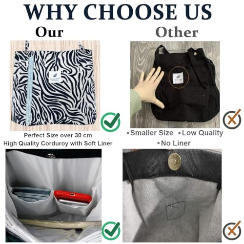 BROGBUS Casual Design Shoulder Handheld Tote Handbag for Women, Girls Canvas Jhola Bag for College Office Use (Zebra Color) - Image 5