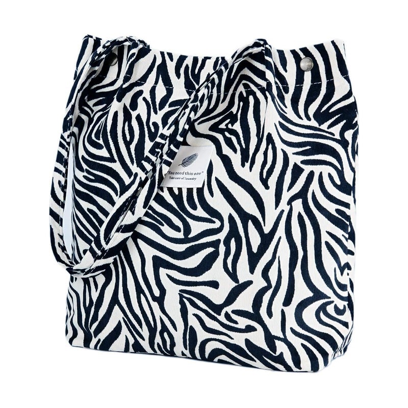 BROGBUS Casual Design Shoulder Handheld Tote Handbag for Women, Girls Canvas Jhola Bag for College Office Use (Zebra Color) - Image 4