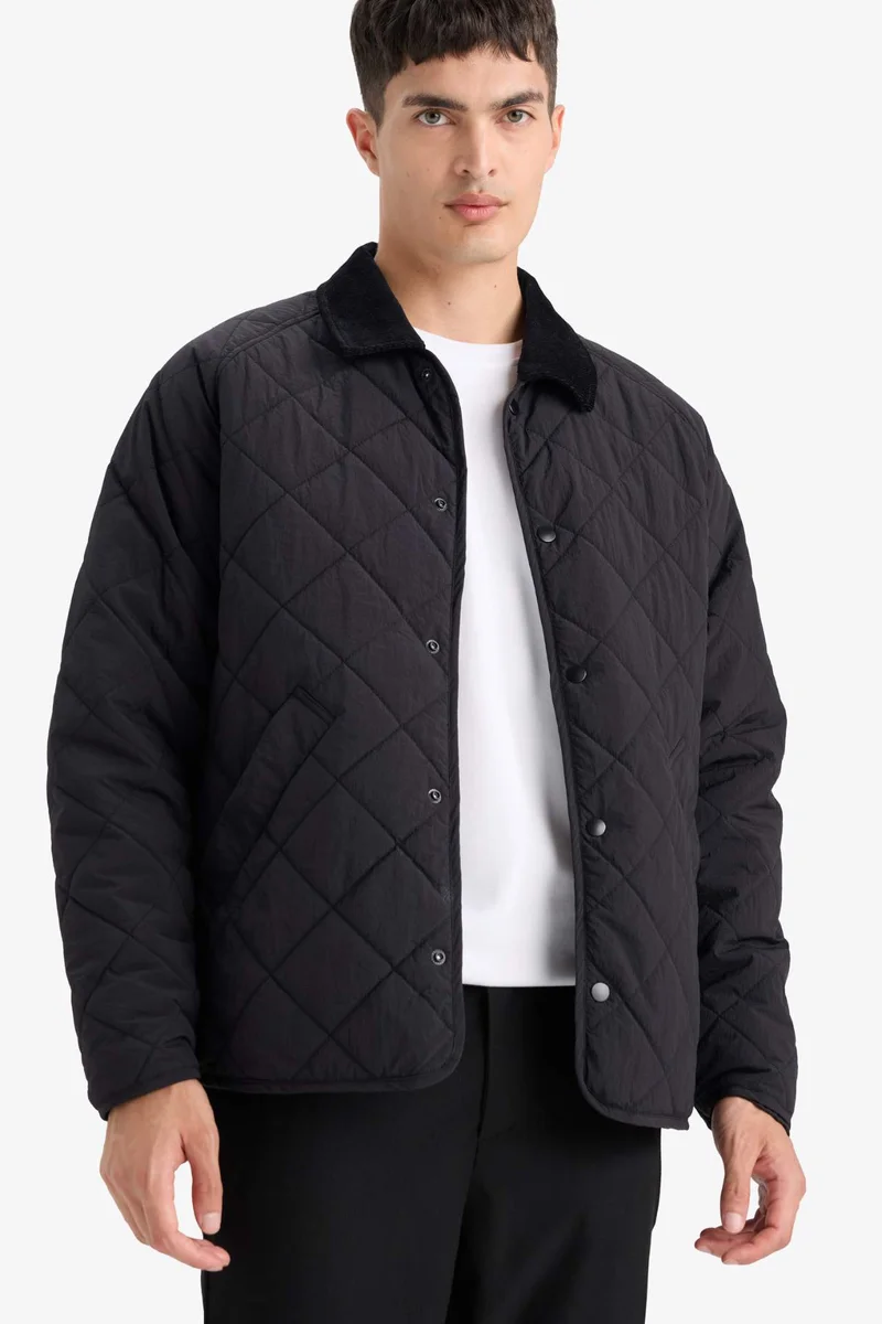 ديفاكتو Regular Fit Shirt Collar Quilted Jacket