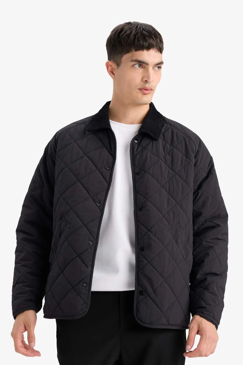 Defacto  Regular Fit Shirt Collar Quilted Jacket for Men | Best Price UAE