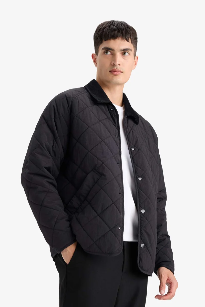 Defacto  Regular Fit Shirt Collar Quilted Jacket for Men | Best Price UAE