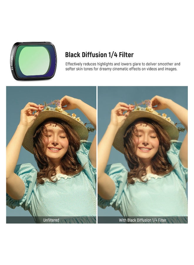 NEEWER 4-Pack Magnetic Effect Filter Set for DJI Osmo Pocket 3, Includes Diffusion, Light Pollution Reduction, Blue Streak, Star Filters, HD Optical Glass for Night & Cinematic Shots - Image 3