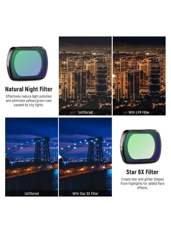 NEEWER 4-Pack Magnetic Effect Filter Set for DJI Osmo Pocket 3, Includes Diffusion, Light Pollution Reduction, Blue Streak, Star Filters, HD Optical Glass for Night & Cinematic Shots - Image 5