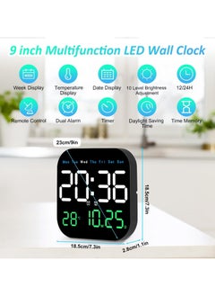 هاهاهاي ساعة حائط رقمية ، ساعة رقمية LED مع جهاز تحكم عن بعد لتزيين غرفة المعيشة ، الأسبوع ، التاريخ ، درجة الحرارة في 3 ألوان ، سطوع تلقائي ، الوقوف والتعليق  - Image 2
