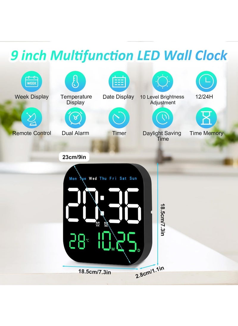 هاهاهاي ساعة حائط رقمية ، ساعة رقمية LED مع جهاز تحكم عن بعد لتزيين غرفة المعيشة ، الأسبوع ، التاريخ ، درجة الحرارة في 3 ألوان ، سطوع تلقائي ، الوقوف والتعليق  - Image 2