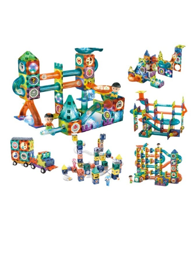Children's Color Window Magnetic Film Toys Assembled Varied Magnetic Rod Magnetic Building Blocks Educational Ball Track Wholesale-Color:2302 English Light Glorious Window Magnetic Film 110PCs  - Image 2