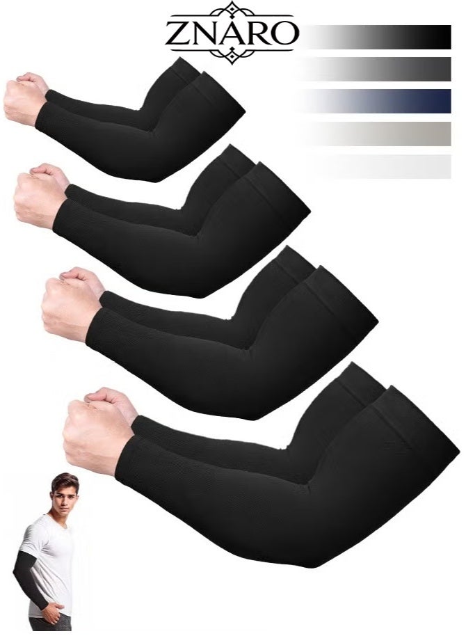 ZNARO 4 Pack Arm Sleeves UV Protection Cooling Sleeves UPF 50 Sun Protection Arm Cover for Outdoor Driving Sports Unisex One Size (Multi Color) - Image 1