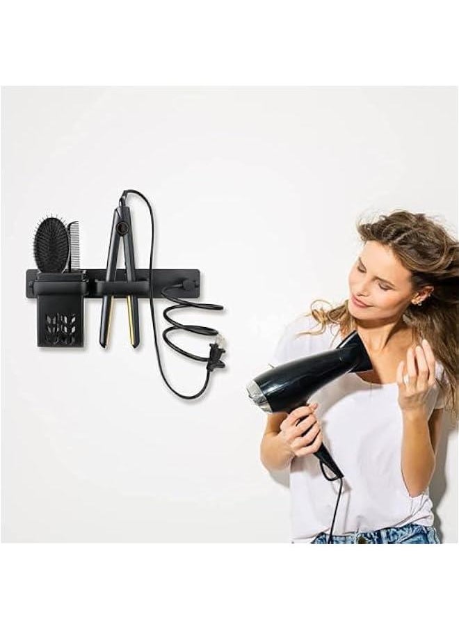 HOOKOR Hair Dryer Holder Hairdryer Station Wall Mounted Spiral Shelf Bracket Stand Hanger Straightener Organizer Blow Storage with Holes Rack For Bathroom Aluminum Professional  - Image 2