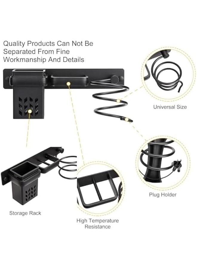 HOOKOR Hair Dryer Holder Hairdryer Station Wall Mounted Spiral Shelf Bracket Stand Hanger Straightener Organizer Blow Storage with Holes Rack For Bathroom Aluminum Professional  - Image 3