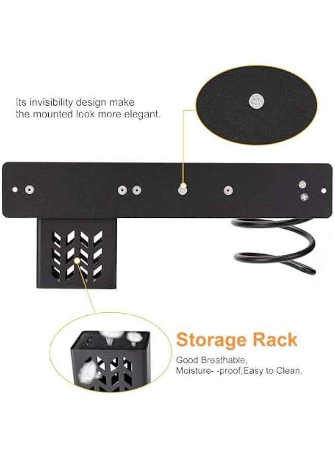 HOOKOR Hair Dryer Holder Hairdryer Station Wall Mounted Spiral Shelf Bracket Stand Hanger Straightener Organizer Blow Storage with Holes Rack For Bathroom Aluminum Professional  - Image 4
