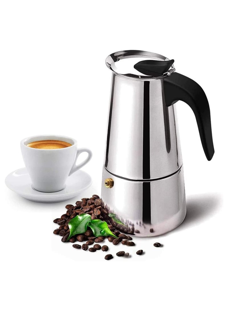 6 Cup Stainless Steel Espresso Maker, Stovetop Espresso Maker, Coffee Maker, Moka Pot, Classic Cafe Maker, suitable for induction cookers  - Image 1
