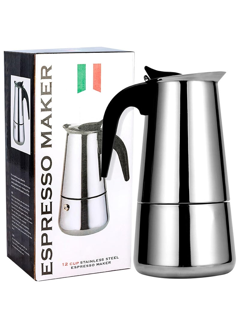 6 Cup Stainless Steel Espresso Maker, Stovetop Espresso Maker, Coffee Maker, Moka Pot, Classic Cafe Maker, suitable for induction cookers  - Image 2