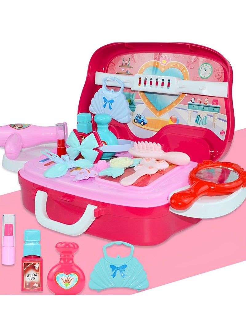 Kids Beauty Set for Girls – Portable Makeup Suitcase Kit with Makeup Accessories, Pretend Play Cosmetic Toy, Kids Makeup Set for Girls, Portable Play Makeup Case - Image 1
