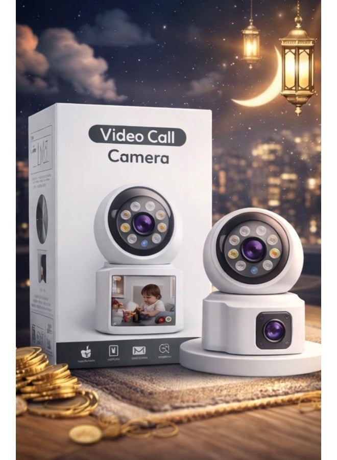 Smart Video Call WiFi Camera with Screen – HD Indoor PTZ Security Camera with Two-Way Video & Audio, Night Vision, Motion Detection & App Control – White - Image 2