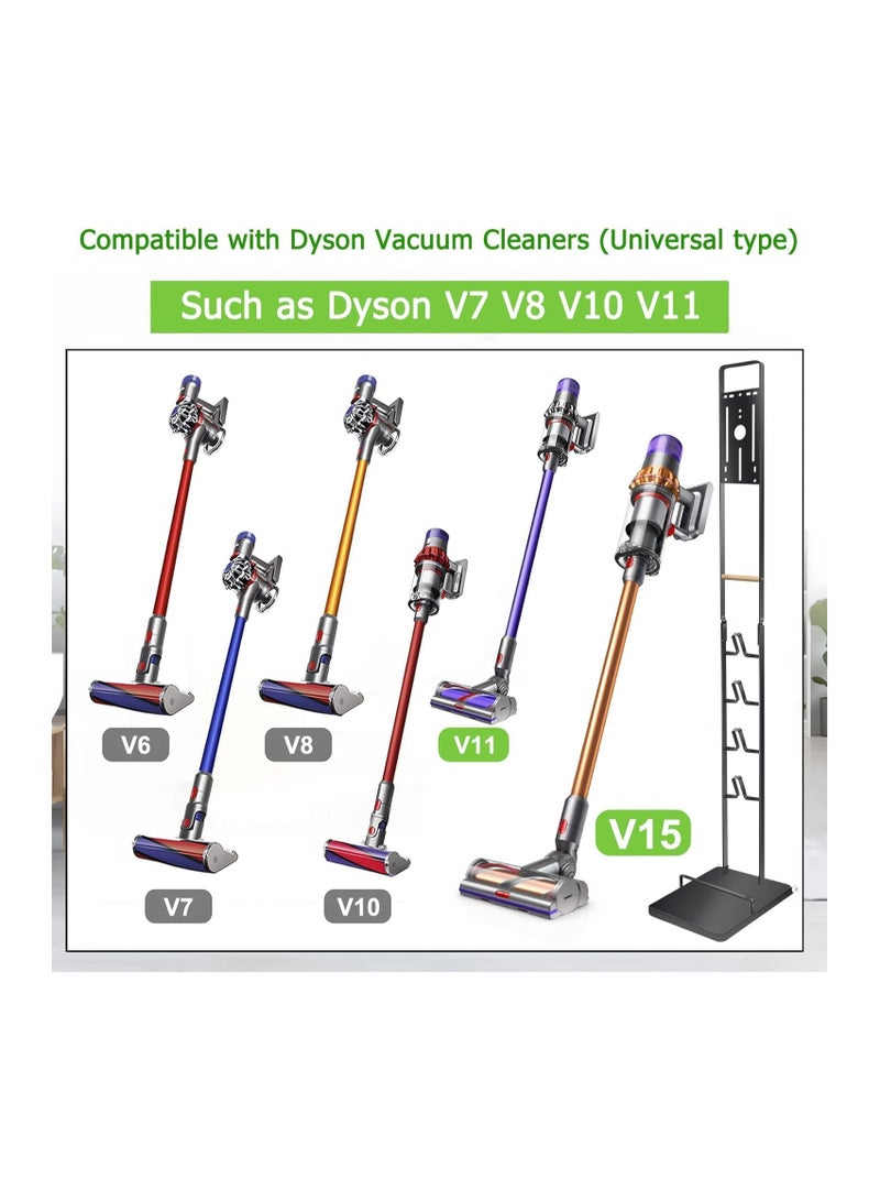 Vacuum Cleaner Stand Vacuum Holder with Wheels for Dyson V15 V11 V10 V8 V7 V6 Metal Floor Stand Compatible for T30 T20 V12 V11 V10 No Drilling Vacuum Storage Rack (Black) - Image 3