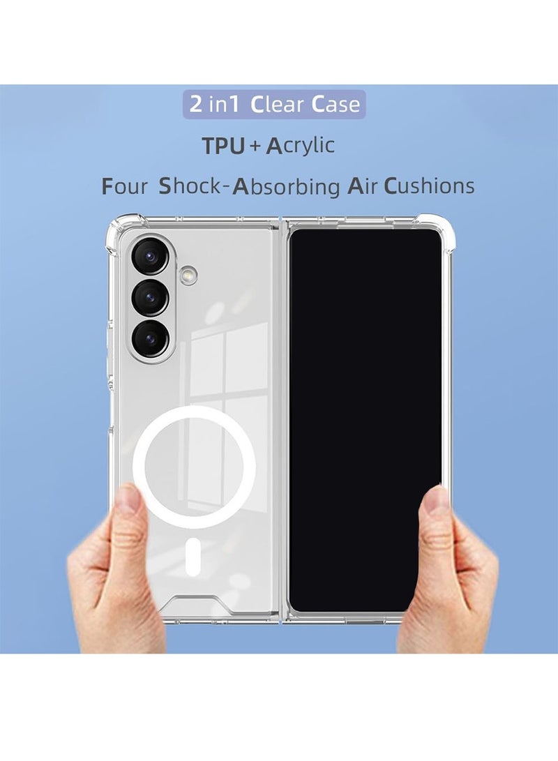 Wtech Samsung Galaxy Z Fold7 5G 2025 Magnetic Case, Slim Transparent Flexible TPU Shockproof Magsafe Back Phone Case (MCTPTN) - Clear - Image 3