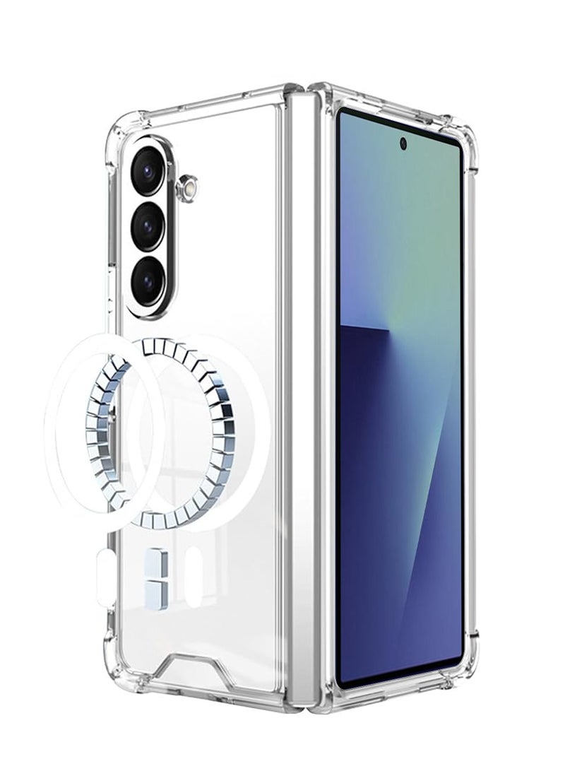 Wtech Samsung Galaxy Z Fold7 5G 2025 Magnetic Case, Slim Transparent Flexible TPU Shockproof Magsafe Back Phone Case (MCTPTN) - Clear - Image 1