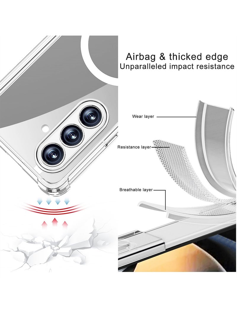 Wtech Samsung Galaxy Z Fold7 5G 2025 Magnetic Case, Slim Transparent Flexible TPU Shockproof Magsafe Back Phone Case (MCTPTN) - Clear - Image 2