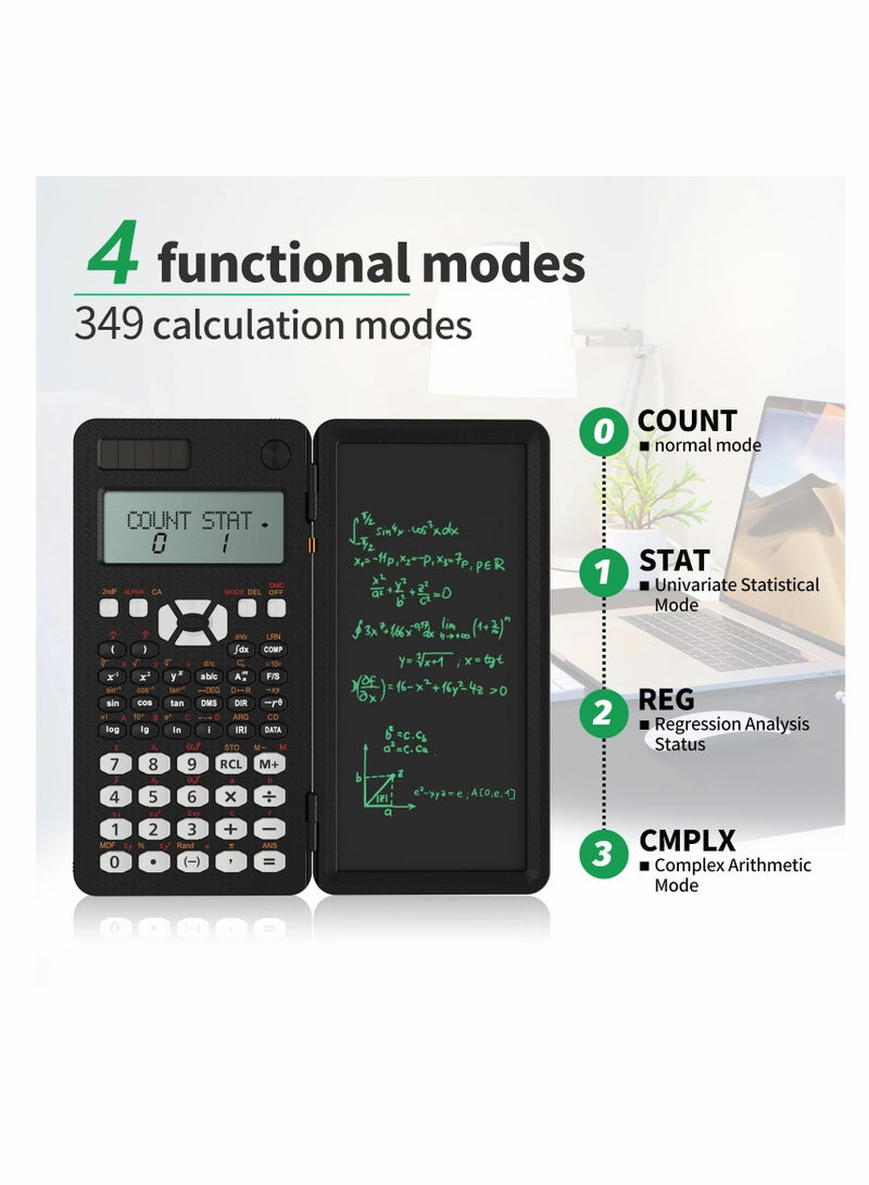 SYOSI Engineering Scientific Calculator with Writing Tablet Upgraded 991MS, with Solar Battery, 349 Functions, Professional Portable Foldable Calculator Notepad for Students Teacher Engineer - Image 3