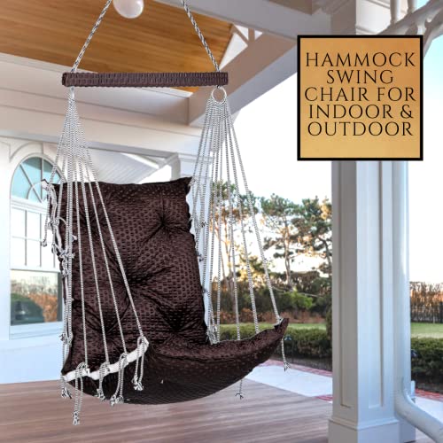 Patiofy Made in India Soft Cotton Hammock Hanging Swing for Adults & Kids/Swing Chair for Home, Indoor, Outdoor/Swing for Home Balcony/Hanging Jhula Chair/Weight-Bearing Capacity 100kgs (Brown) - Image 4