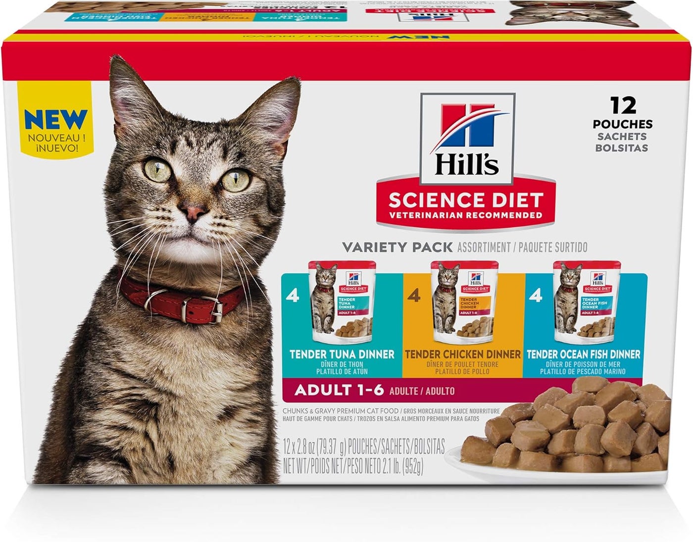 Hills Science Diet Adult 16 Adult 16 Premium Nutrition Wet Cat Food Variety Case Tuna Chicken Ocean Fish Stew 28 oz Pouch Variety Case Case of 12