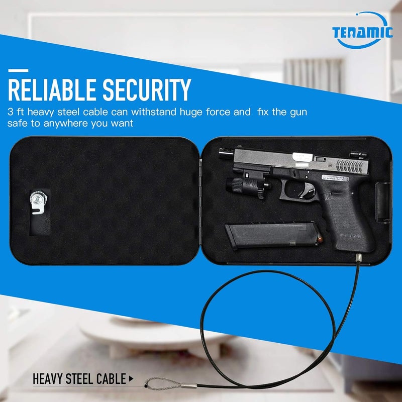 Tenamic Pistol Safe, Portable Travel Gun Safe, Solid Steel Handgun Lock Box for Home, Gun Safes for Car, Black - Image 3