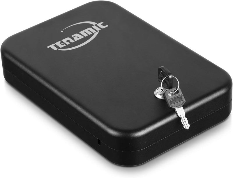 Tenamic Pistol Safe, Portable Travel Gun Safe, Solid Steel Handgun Lock Box for Home, Gun Safes for Car, Black - Image 1