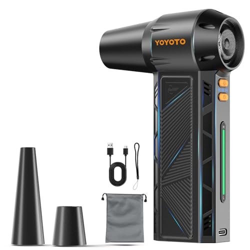yoyoto Compressed Air Duster, 300000RPM Powerful Electric Air Duster Rechargeable with LED Light and Brushless Motor, 4-Gear Cordless Mini Air Blower for Keyboard, Computers, Car, Outdoors (Black) - Image 1