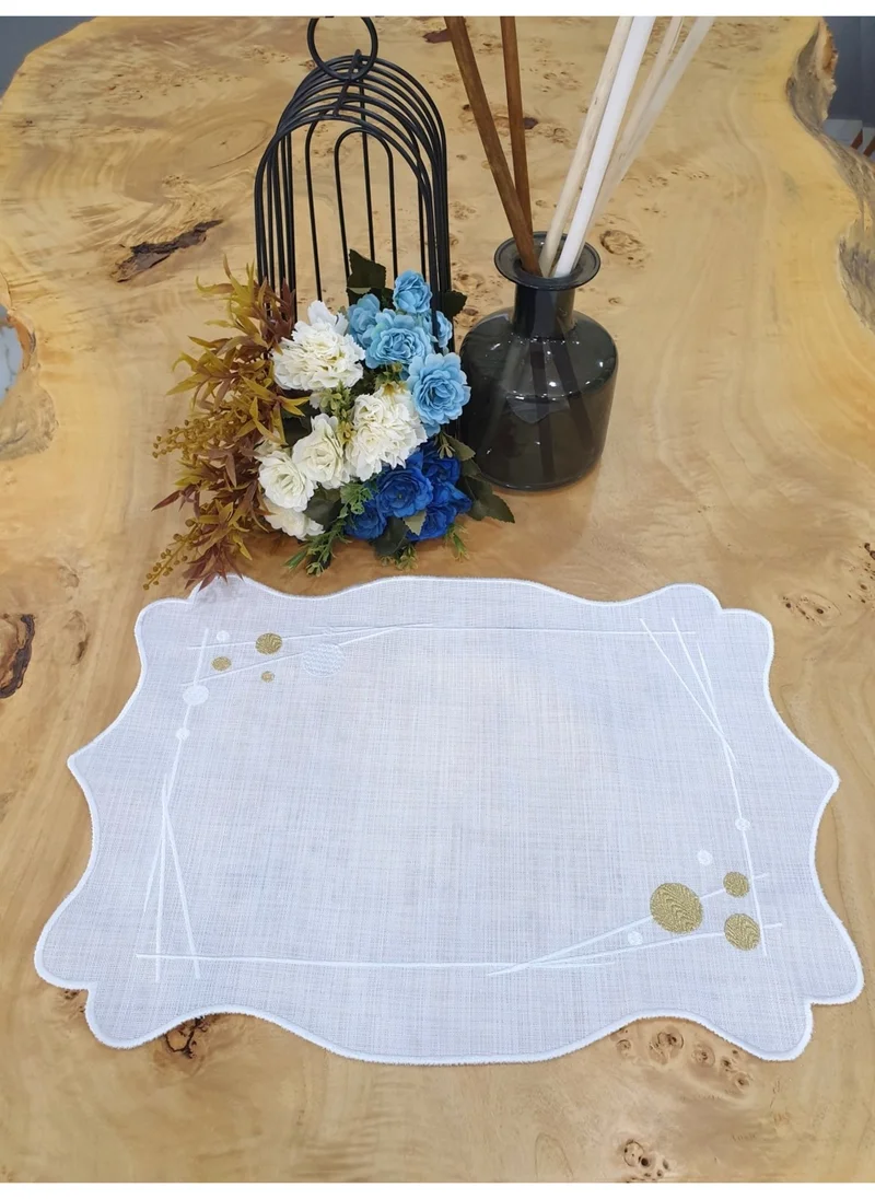 Tanem Home Modern Pattern Embroidered Imported Linen Placemat Plate Coaster 1 Piece