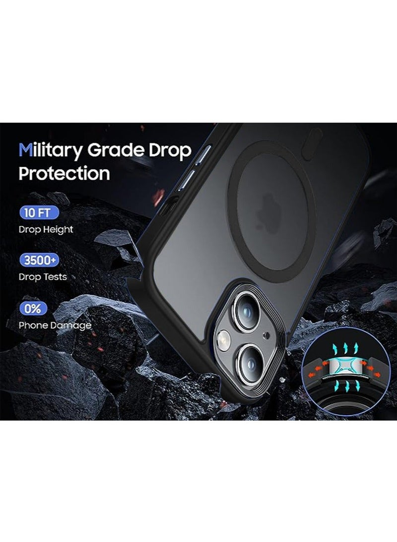 Magnetic Case for iPhone 15 Back Cover Compatible with Magsafe Military Grade Drop Protection Anti-Scratch Translucent Matte Comfortable Touch Shockproof iPhone 15 Case  - Image 3