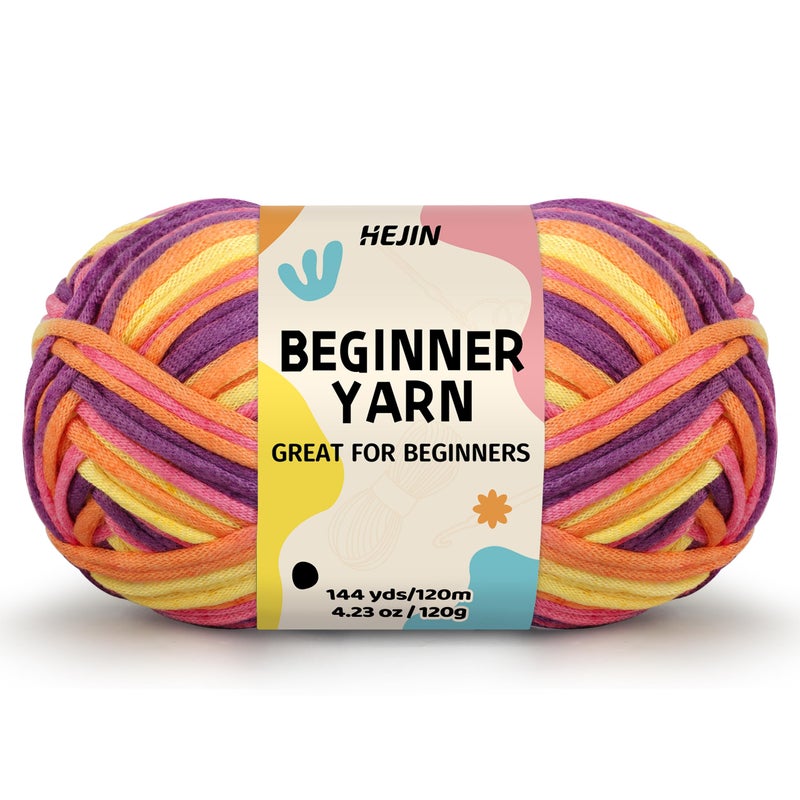 HEJIN 120g Fruit Yarn for Crocheting and Knitting; Rainbow Yarn for Beginners with Easy-to-See Stitches;Worsted-Weight Medium #4 for Beginners Crochet Kit Making - Image 1