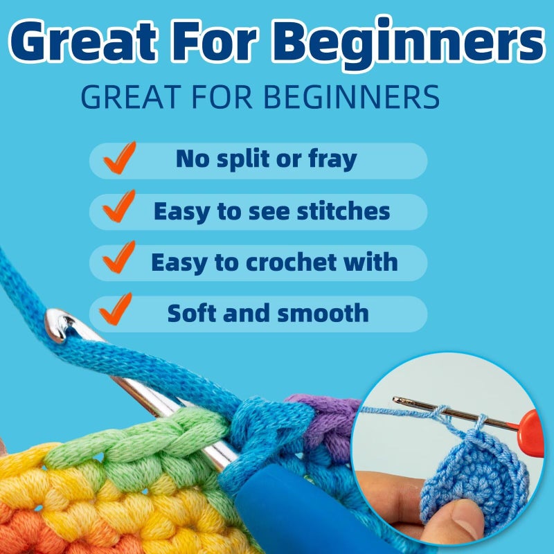 HEJIN 120g Fruit Yarn for Crocheting and Knitting; Rainbow Yarn for Beginners with Easy-to-See Stitches;Worsted-Weight Medium #4 for Beginners Crochet Kit Making - Image 3
