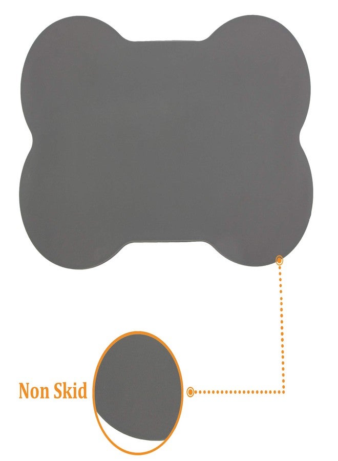 Animax Bone Shape Silicone Anti-Skid Pet Food Mat Waterproof (Speacially for Dog) - Grey - Image 3