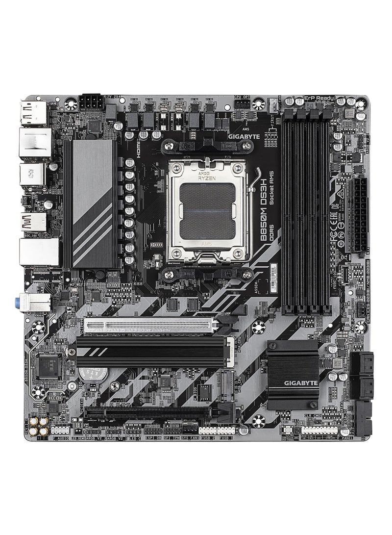 GIGABYTE B850M DS3H Micro ATX Motherboard – Intel B850 Chipset, LGA 1151 Socket, Supports 9th/8th Gen Intel Core Processors, 4 x DDR4 DIMM Slots (up to 64GB), Dual PCIe x16, M.2, SATA III, Realtek ALC887 HD Audio, Intel GbE LAN, HDMI & DVI-D Outputs, USB 3.1 Gen 1, Durable Design with Anti-Surge Protection | B850M DS3H Grey - Image 2