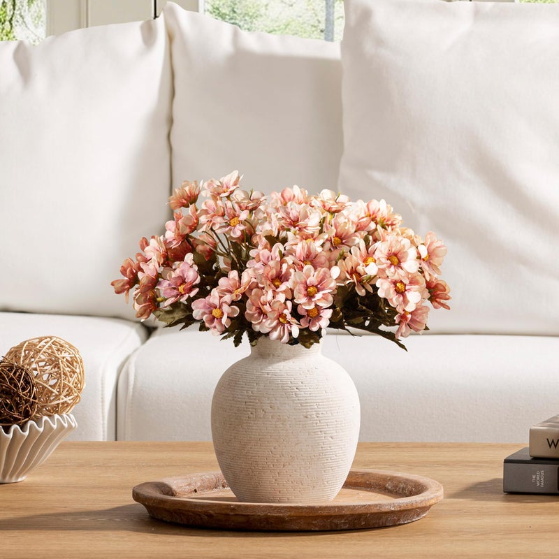 Vanselia Ceramic Flower Vase Home Decor - Farmhouse Table Vases Rustic Vintage Living Room Kitchen Bedroom Decorations for House Book Shelf Office Coffee Desk Dining Fireplace (7.4" Rustic) - Image 5