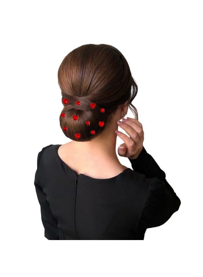Ansh Heart-Shaped Hair Stickers: 36 Pieces, Stick-On Accessory - 24 x 8mm, 12 x 10mm Hearts, Easy DIY Hair Styling Solution_2875_Red - Image 2