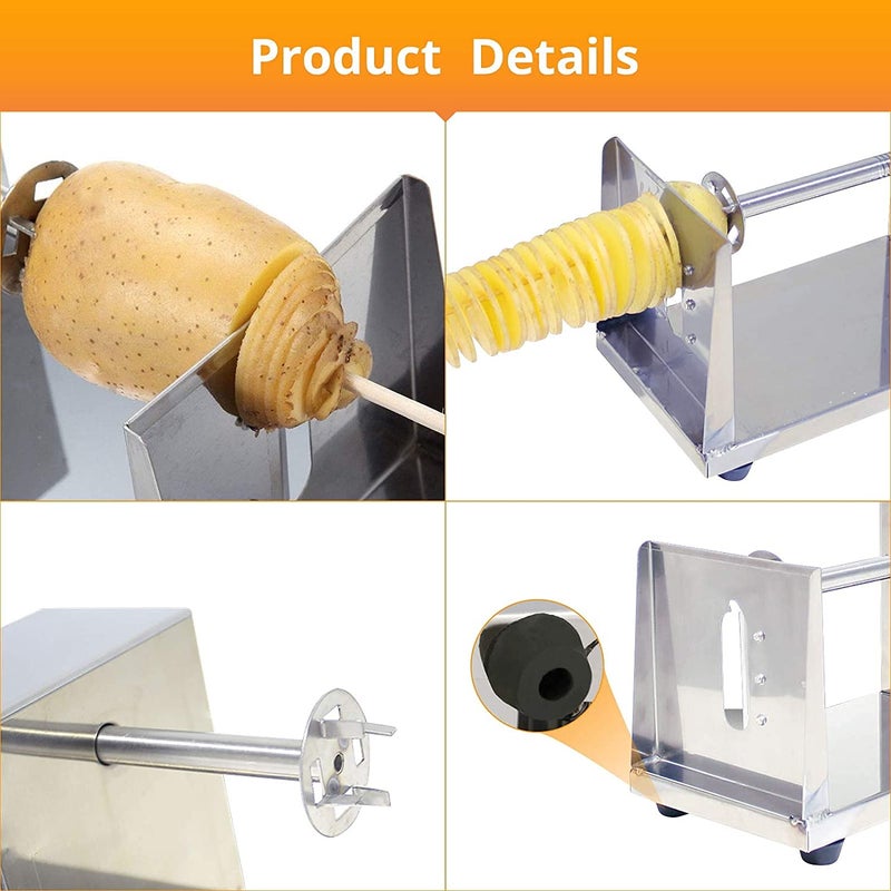 BEAON : BE NATURAL, BE RADIANT Stainless Steel Potato Slicer Cutter Machine Twister Curly Spiral French Fry Tornado Manual Stainless Steel Twisted Potato Slicer Spiral Vegetable Cutter  - Image 2