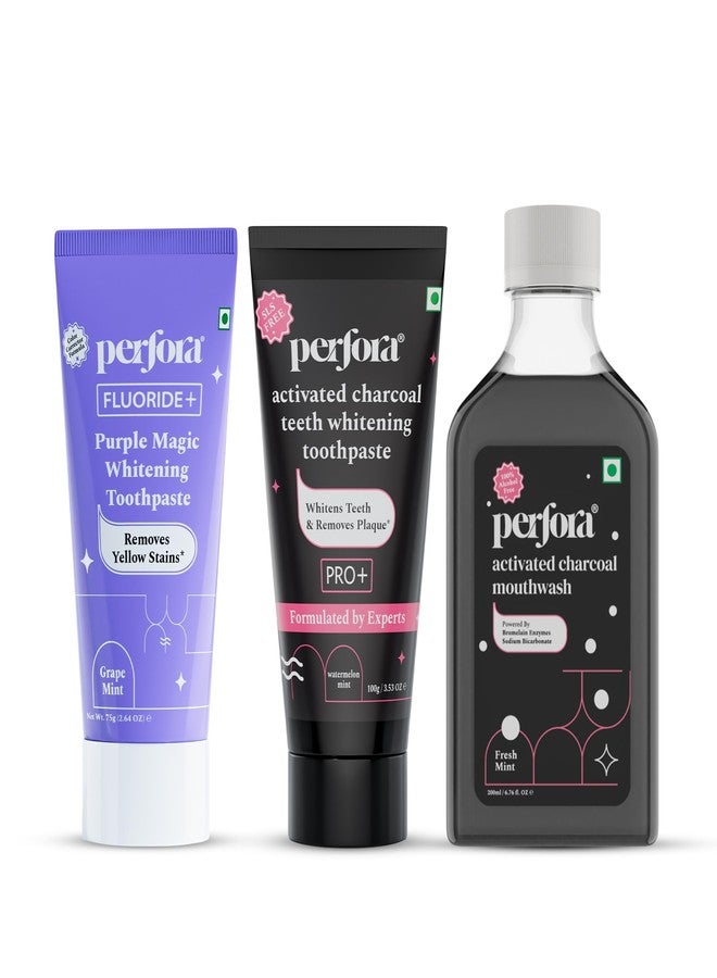 Perfora Teeth Whitening Toothpaste & Mouthwash Combo | SLS free | Safe & effective oral care | Alcohol Free | No Artificial Sweeteners - Image 1