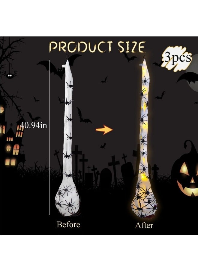 CCOVERY 3 Pieces Spider Egg Sacks, 35 Inch Spider Egg Decoration with Led Lights - Image 3