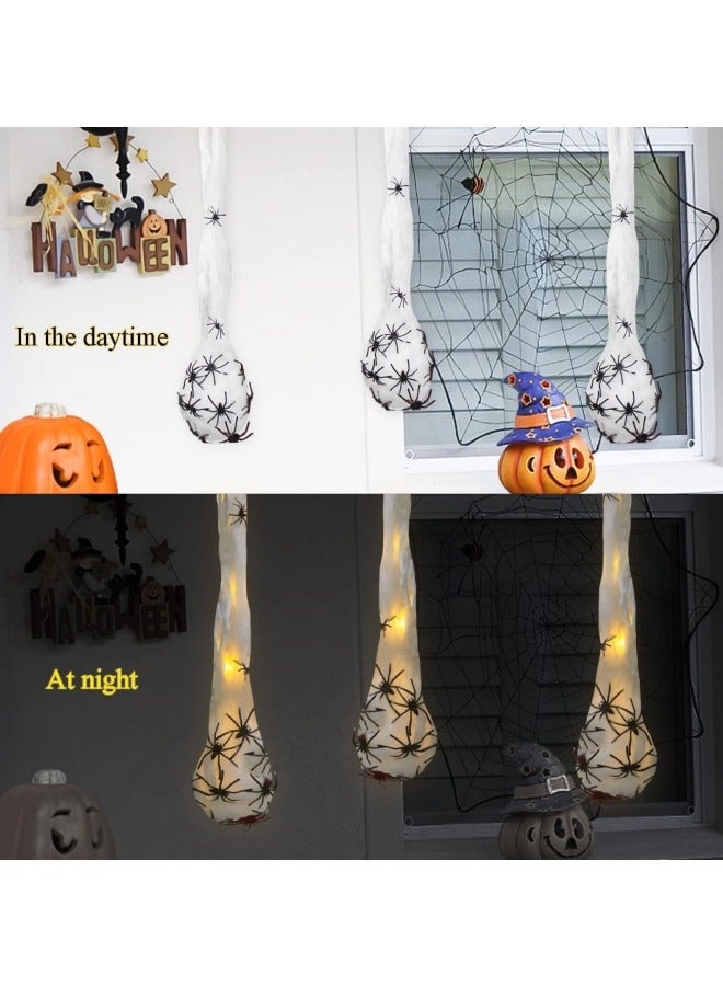 CCOVERY 3 Pieces Spider Egg Sacks, 35 Inch Spider Egg Decoration with Led Lights - Image 2