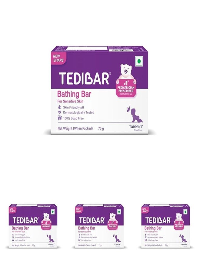 Tedibar Moisturising Baby Bathing Bar 75g (Pack of 4) 100% Soap Free No. 1* Pediatrician Prescribed Moisturising Bar - By Torrent Pharma - Image 1