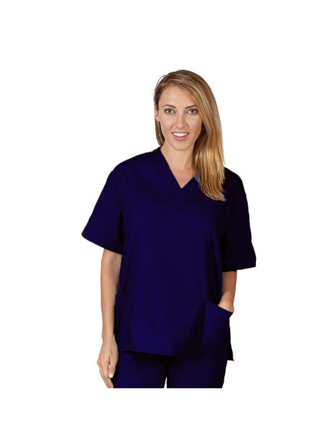 Loquat Womens Medical Scrubs Single Top Medical Uniform Single Printed Top Navy Blue - Image 1