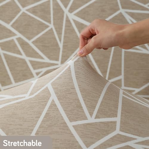 HOKIPO 'Elira Series' Polyester Blend 140Gsm Stretchable Sofa Cover for 2 Seater Sofa, Beige Abstract Geometry (AR-4946-C3) - Image 2